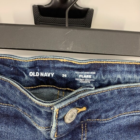 Old Navy Jeans Flare Higher High Rise Blue Denim Cotton Blend NWT - Picture 5 of 10